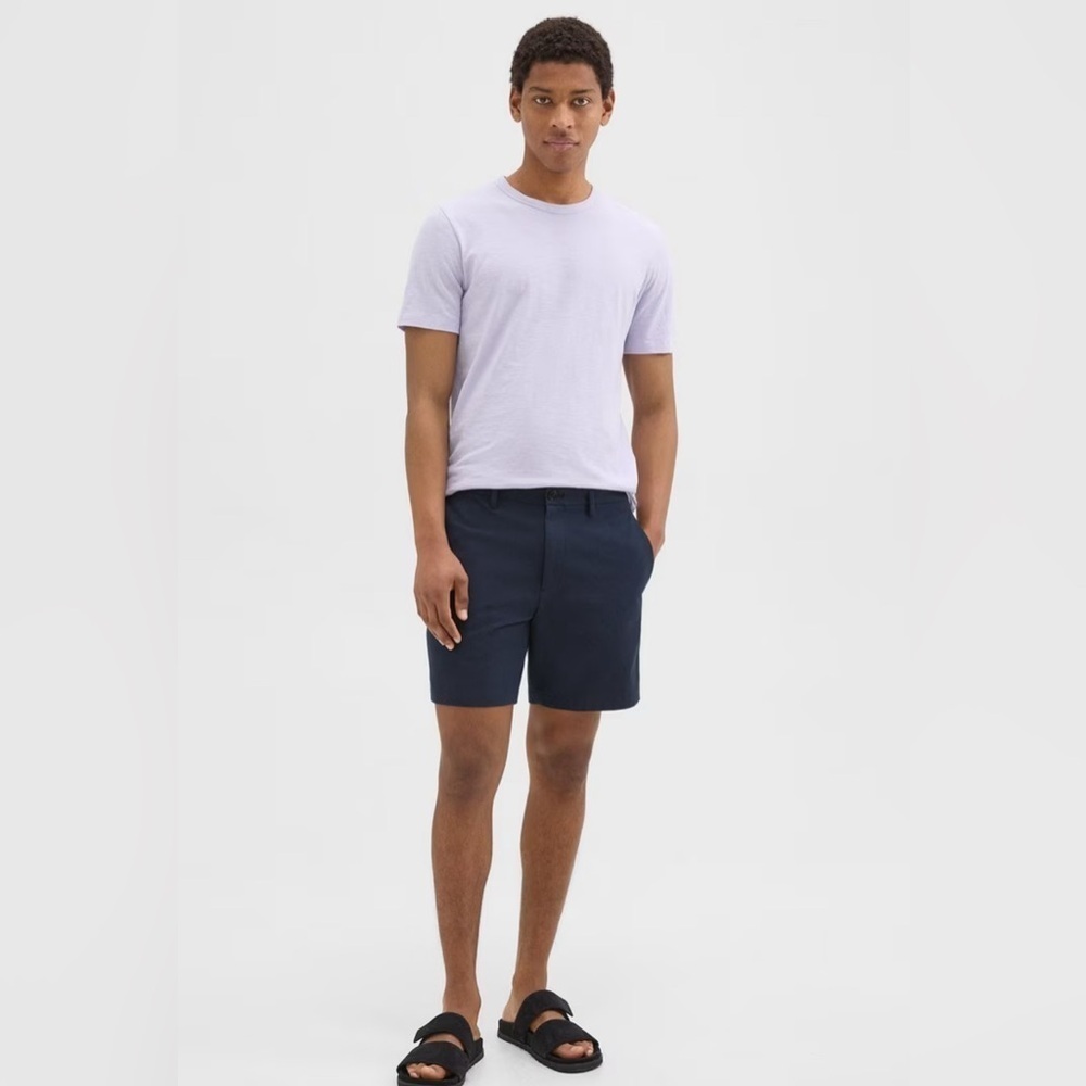 Theory Navy Zaine “Dayliss Print” Cotton Shorts 32W